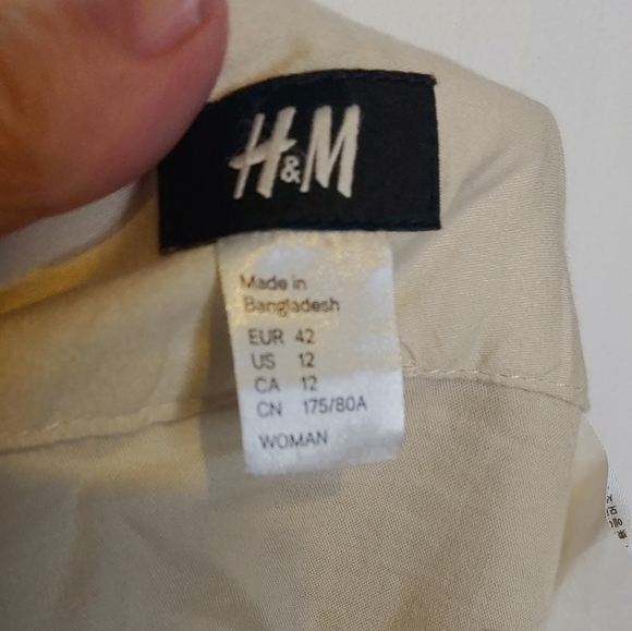 H&M size 12 tan brown colors Cotton Skirt with side zipper pleats - Picture 3 of 5